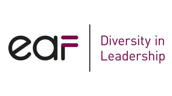 Schwarz-lila Schriftlogo EAF Berlin - Diversity in Leadership