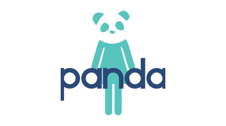 Color panda logo with dark blue "Panda" lettering on turquoise panda figure