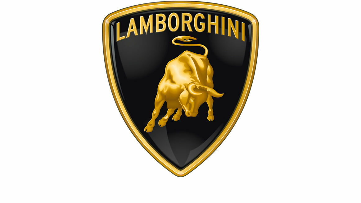 The Lamborghini logo in triangle shape with bull motif