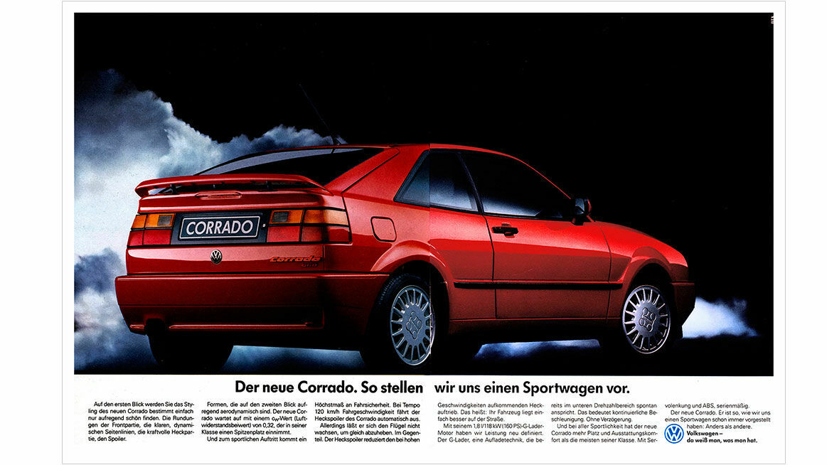 Chronik 1989: „Der neue Corrado. So stellen wir uns einen Sportwagen vor.“