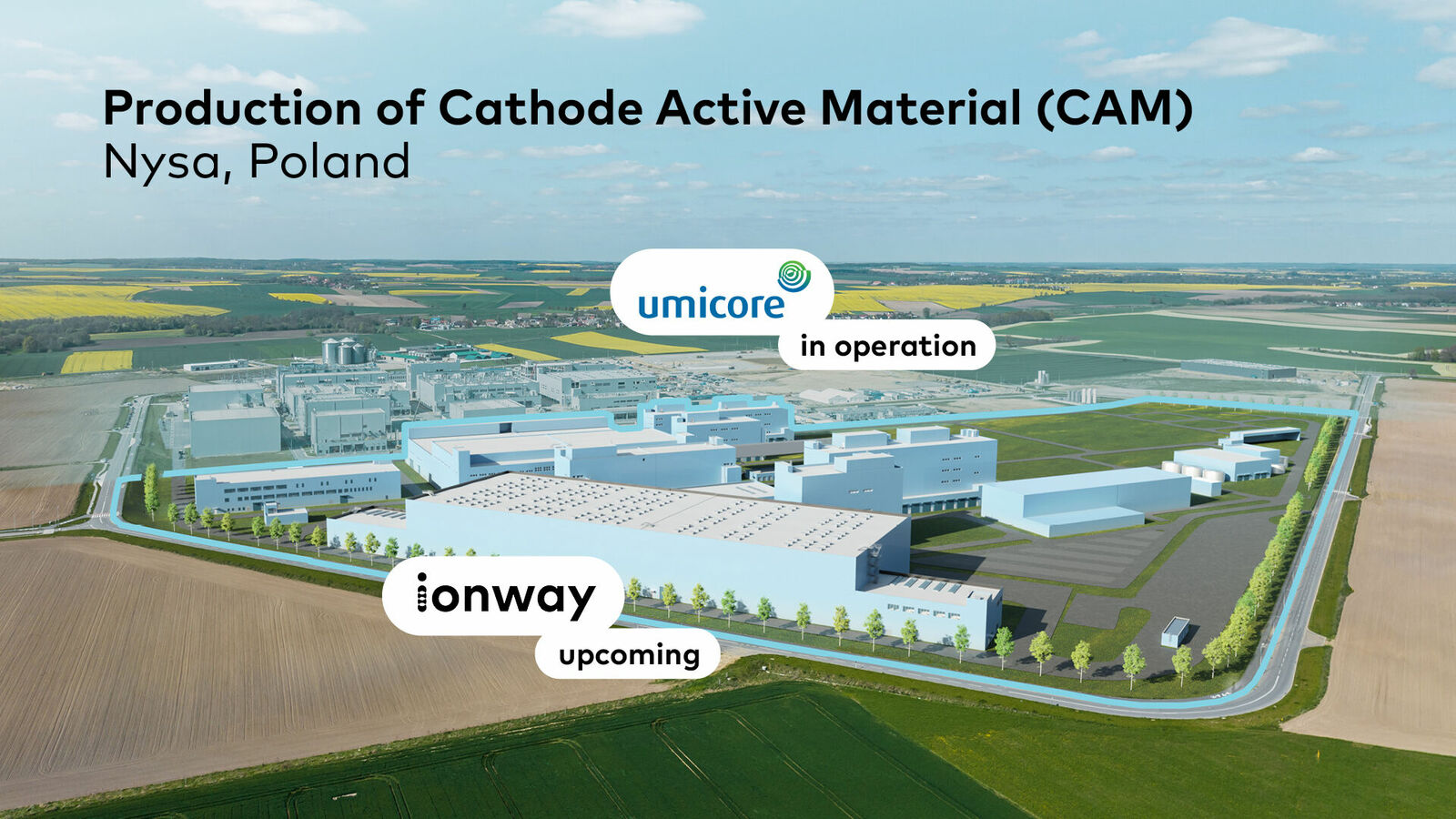 Visualization of ionway's future factory for the production of cathode material in Nysa, Poland