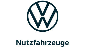 Das Logo von Volkswagen Nutzfahrzeuge in einem schlichten, blauen und weißen Design, das für Zuverlässigkeit und Stärke steht.