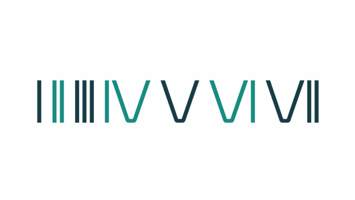A graphic representation of Roman numerals from I to VII in green and blue colors.