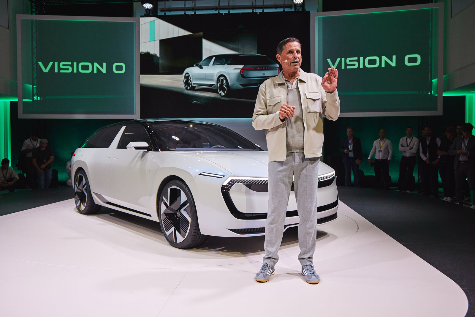Klaus Zellmer, CEO of Škoda Auto, at the world premiere of the brand-new Škoda Vision O design concept in Munich.