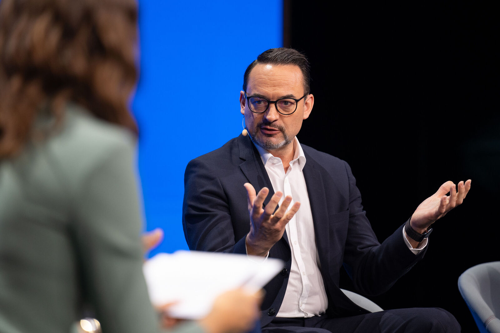 Christian Senger during the panel talk about Autonomous Mobility at the IAA Mobility