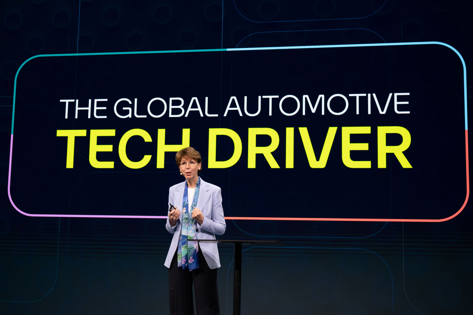 Hauke Stars (Group Board Member IT & Digitalisation) during her keynote "The Global Automotive Tech Driver"