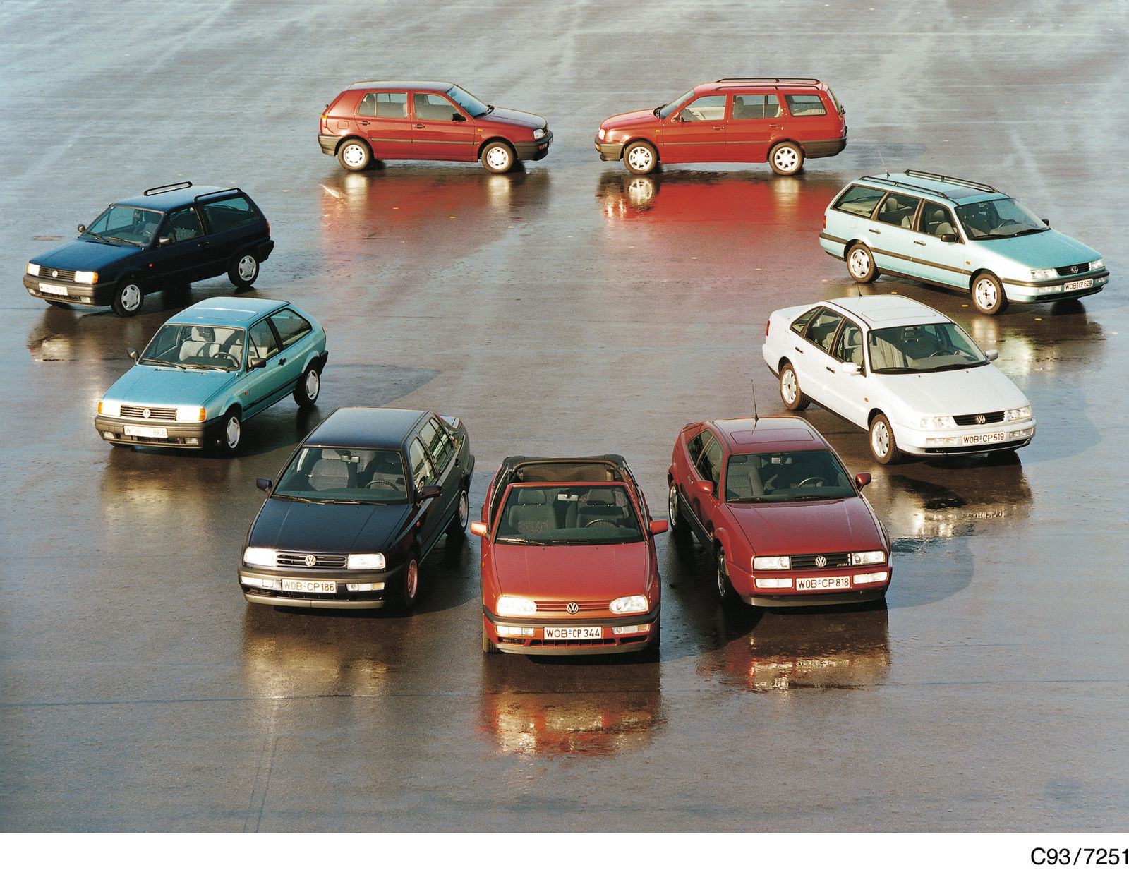Volkswagen Modellpalette aus dem Jahr 1993