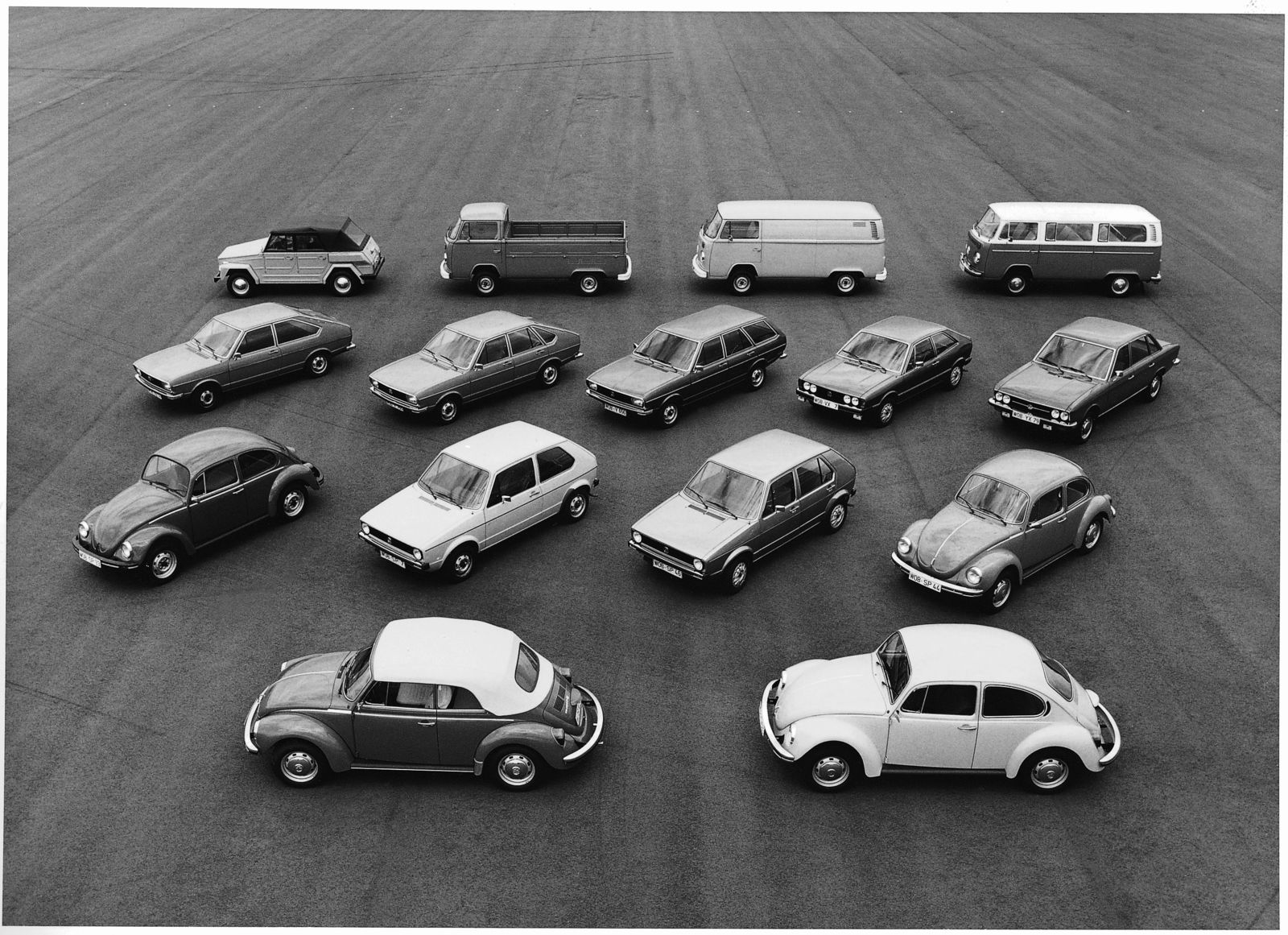 Volkswagen Modellpalette aus dem Jahr 1974