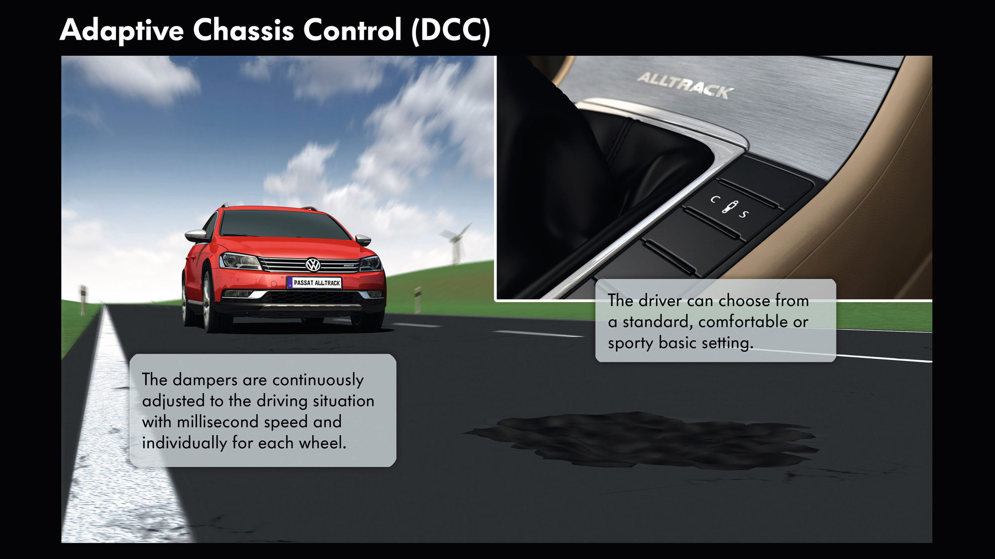 Adaptive chassis control DCC incl. driving profile selection
