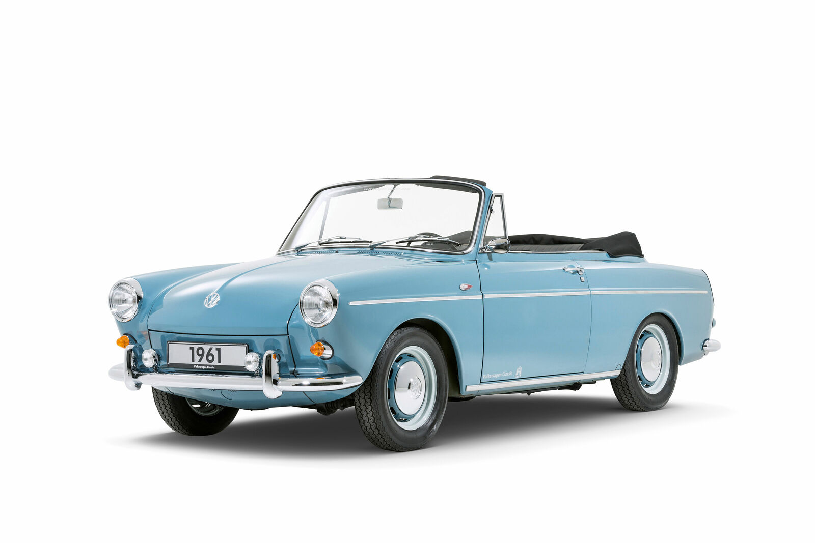 The Volkswagen Type 3 convertible from 1961, in newly restored condition.