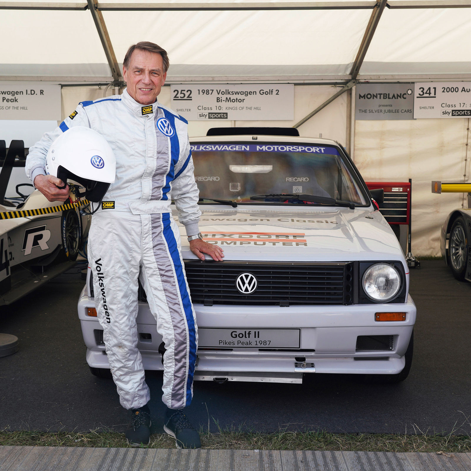 Dynamic duo: legendary rally driver Jochi Kleint with the twin-engine Golf Mk2 ‘Pikes Peak’ from 1987