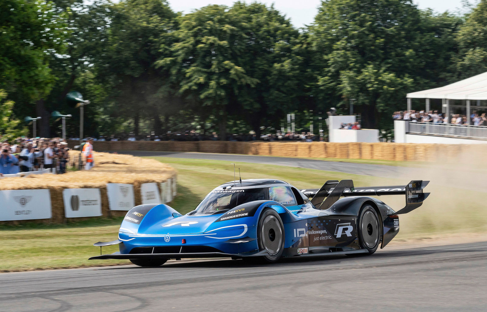 The electric Volkswagen ID.R is on the hunt for more records. Seen here at the Goodwood Festival of Speed (UK) 2019