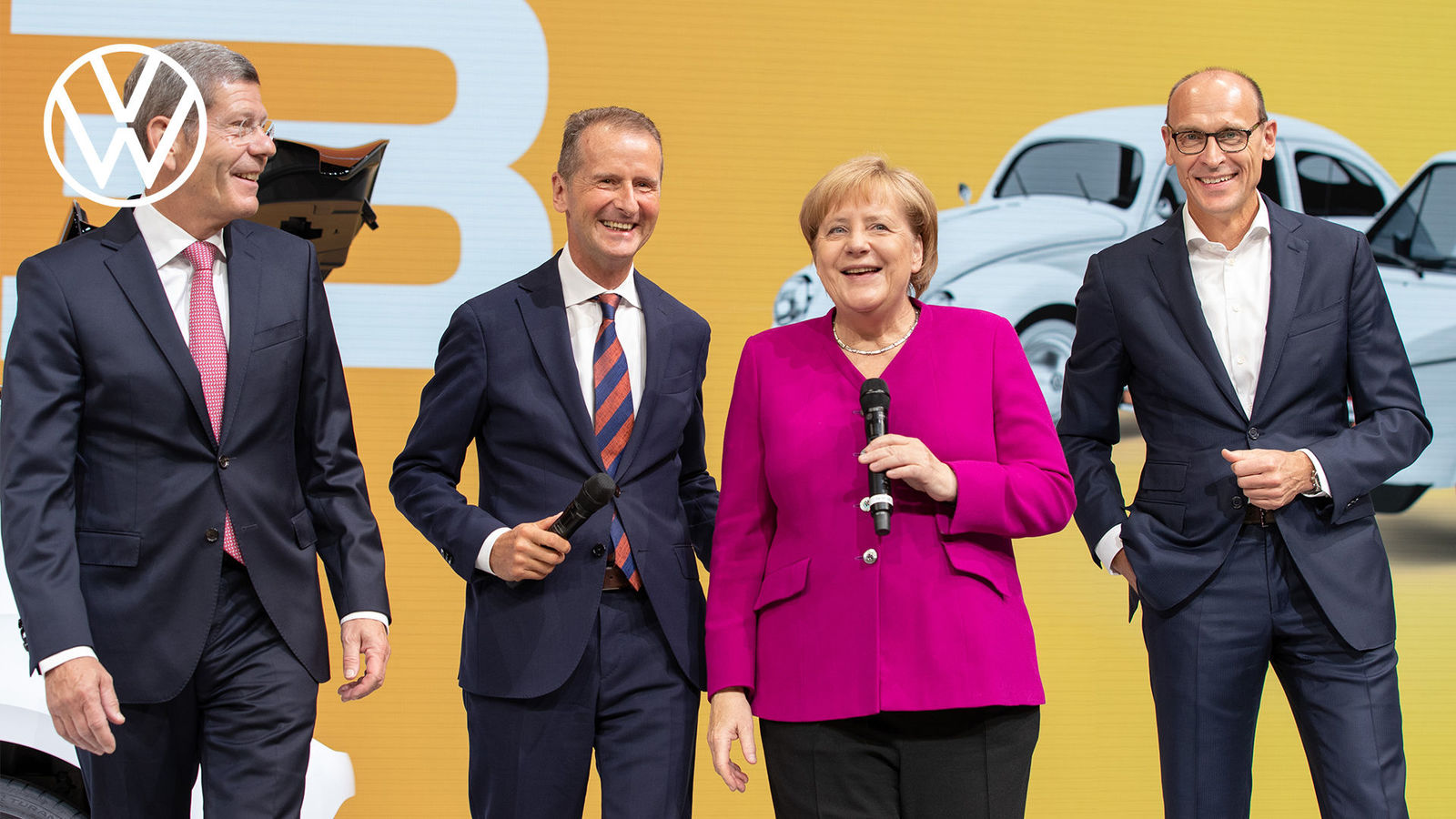 Angela Merkel visits Volkswagen at IAA Frankfurt