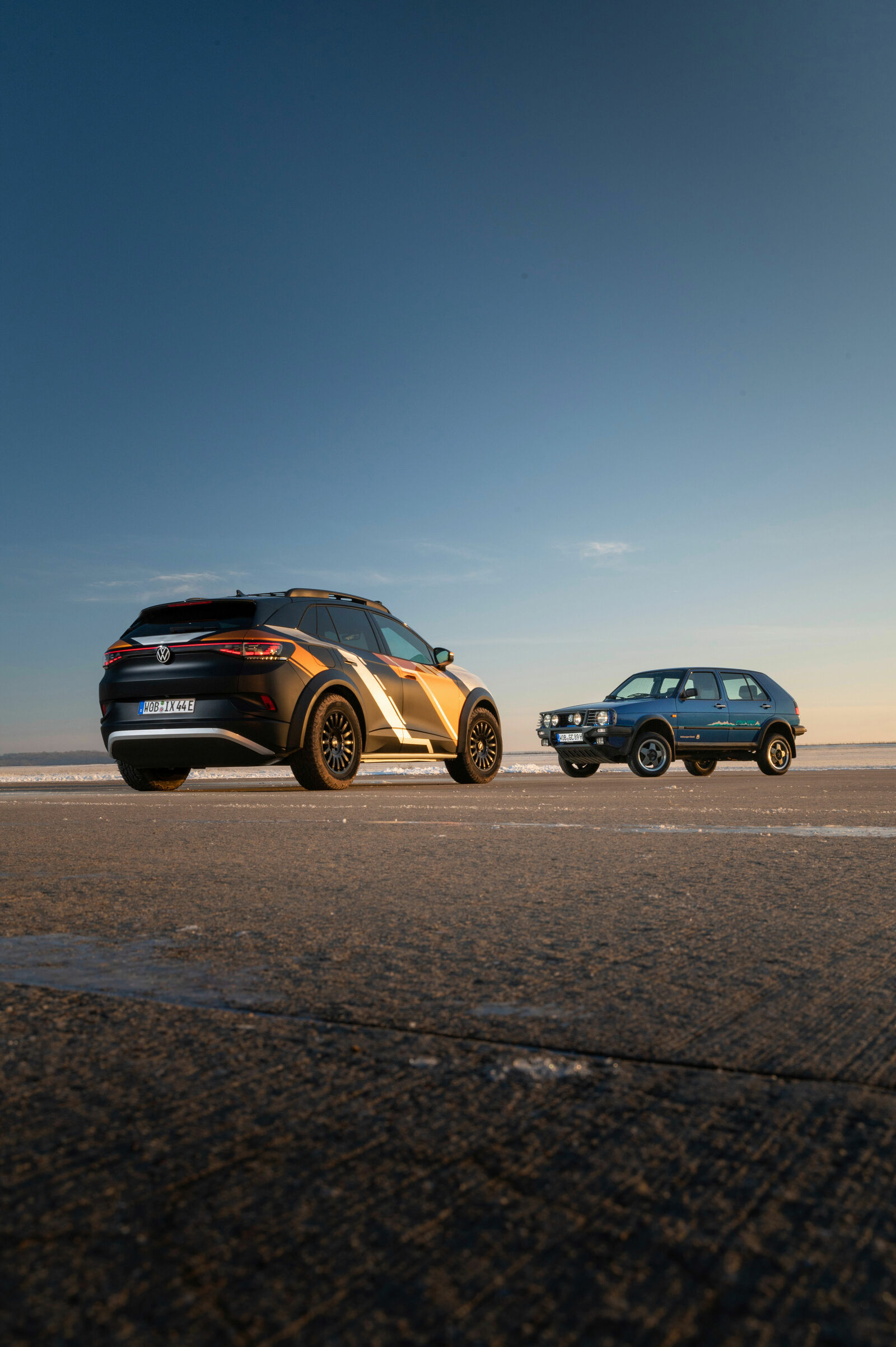 Volkswagen ID. XTREME off-road concept car and Golf II Country