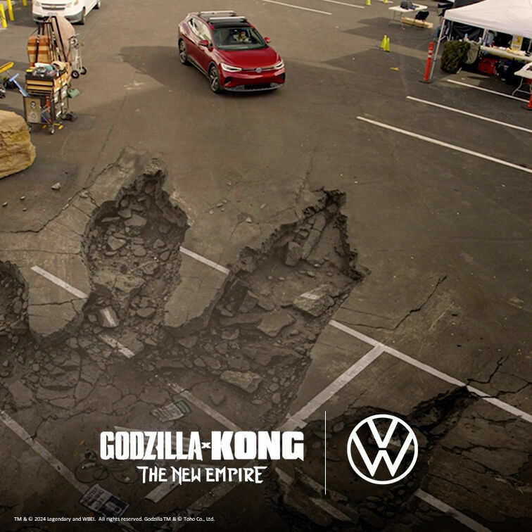 Volkswagen kooperiert mit Warner Bros. und Legendary Entertainment zum weltweiten Kinofilm Godzilla x Kong The New Empire mit VW ID.4
