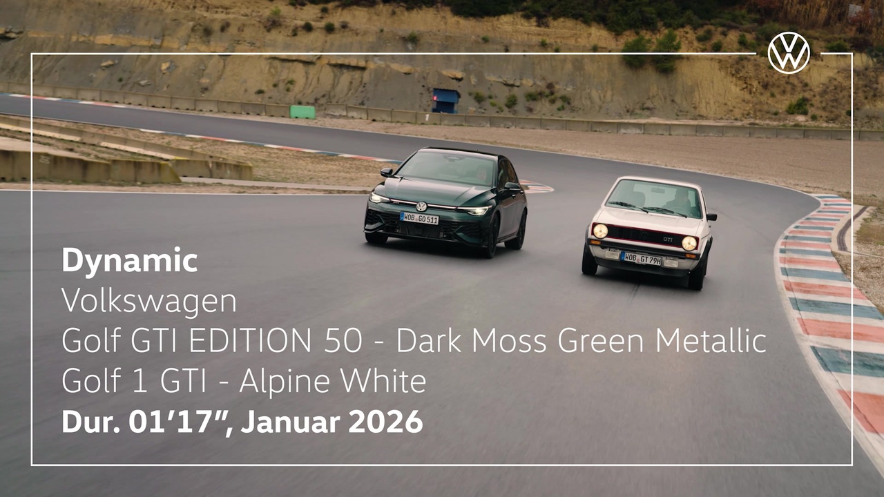 Golf GTI EDITION 50 Dark Moss Green Metallic & Golf 1 GTI Alpine White - Fahraufnahmen